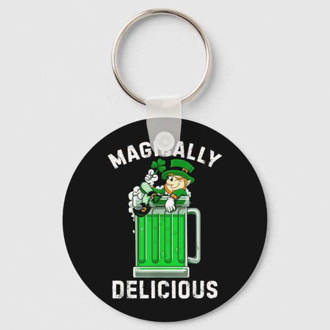 Magically Delicious St Patricks Day Drinking Beer Keychain (Front)