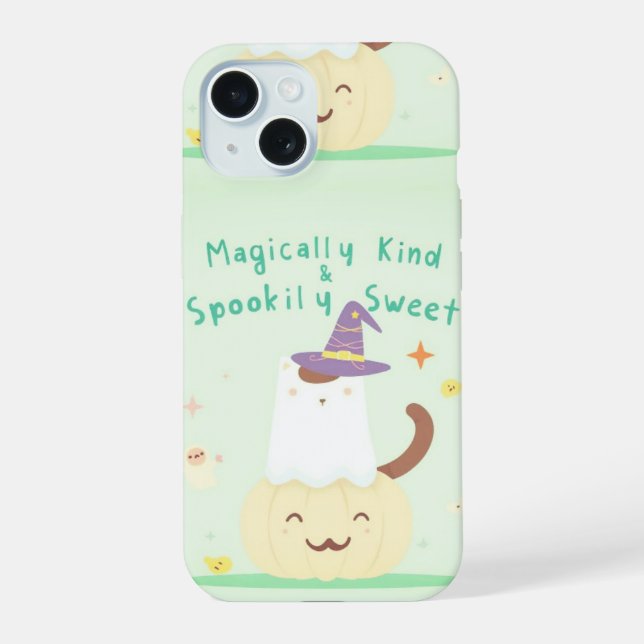 Magically Kind & Spookily Sweet – Cute Pastel Hall iPhone 15 Case (Back)