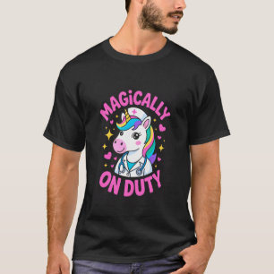 Magically On Duty Cute Unicorn Nurse Rainbow Fanta T-Shirt
