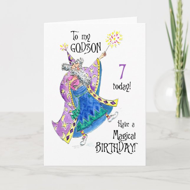 Magician 7th Birthday Card for a Godson (Front)