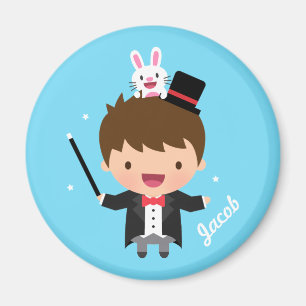 Magician Boy Magic Bunny Trick Personalized Magnet