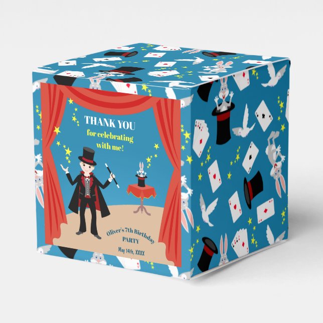 Magician Boy Show Birthday Party Favor Box (Front Side)