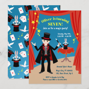 Magician Boy Show Birthday Party Invitation
