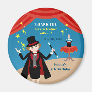 Magician Girl Show Birthday Party Magnet