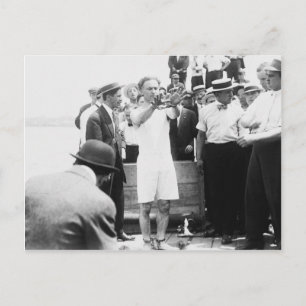 Magician Harry Houdini Overboard Box Escape 1912 Postcard