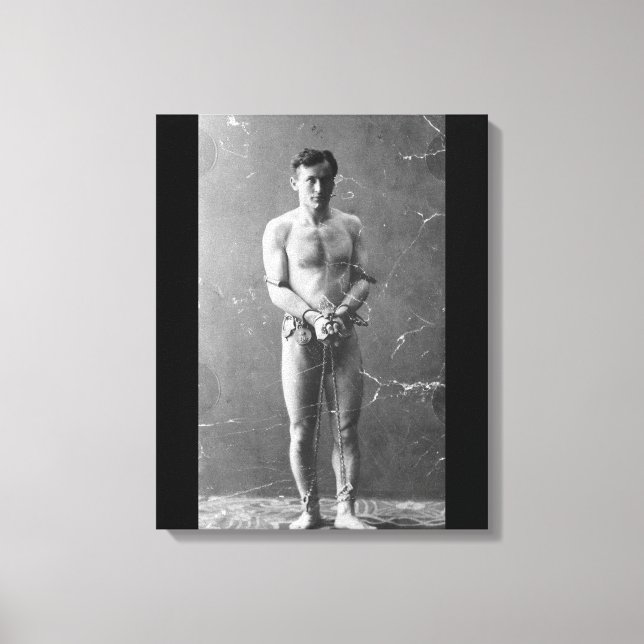 Magician Harry Houdini Standing In Chains Canvas Print (Front)