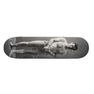 Magician Harry Houdini Standing In Chains Skateboard
