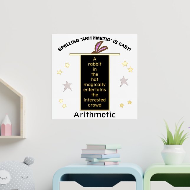 Magician Hat Spelling Arithmetic Gold Stars Foil Prints (In Situ (Nursery))