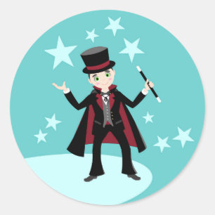Magician Kid Birthday Party Classic Round Sticker