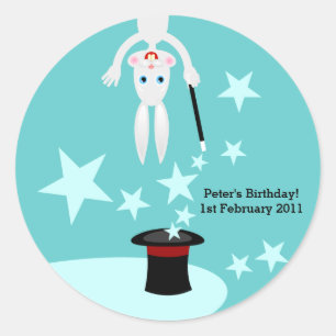 Magician kid birthday party classic round sticker