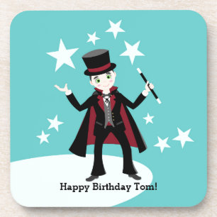 Magician Kid Birthday Party Coaster