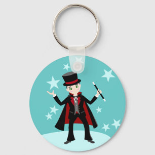 Magician kid birthday party keychain