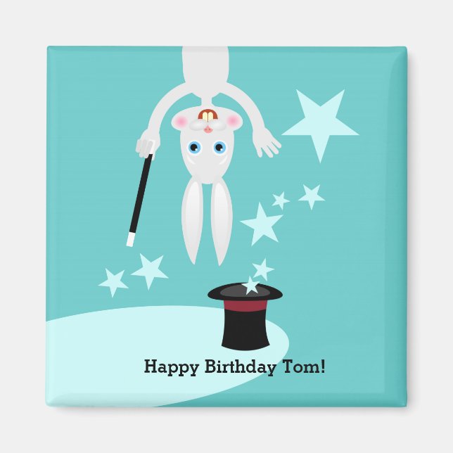 Magician kid birthday party magnet (Front)
