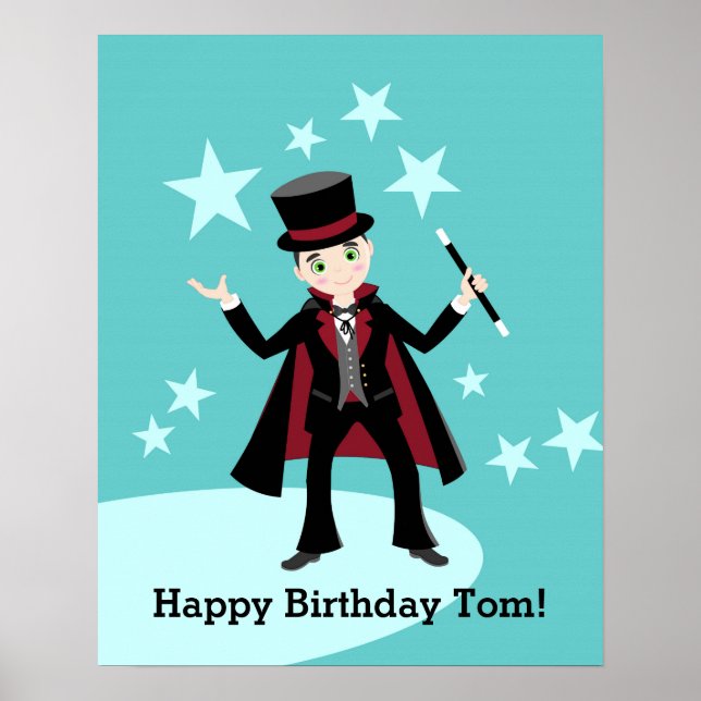 Magician kid birthday party poster (Front)