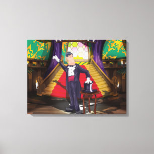 Magician performing magic trick on stage canvas print