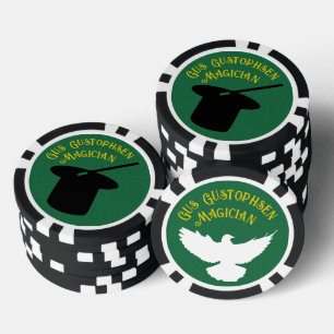 Magician Personalized Top Hat and Dove Poker Chips