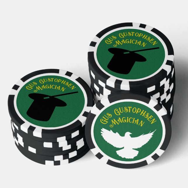 Magician Personalized Top Hat and Dove Poker Chips (Stack)