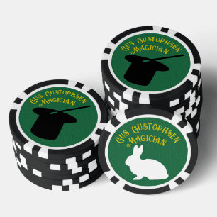 Magician Personalized Top Hat and Rabbit Poker Chips
