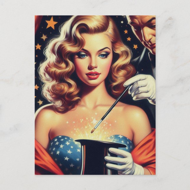 Magician Pin Up Postcard (Front)