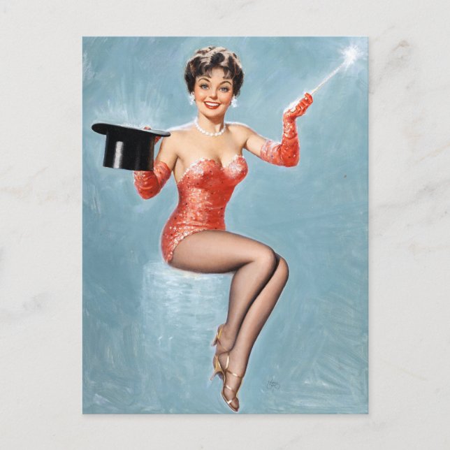 Magician Pin Up Postcard (Front)