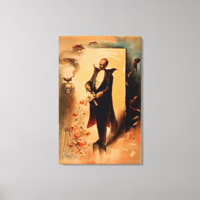 Magician Pulling Roses out of Hat Poster Canvas Print (Front)