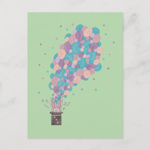 Magician Rabbit Bubble Explosion Whimsical Magic Postcard