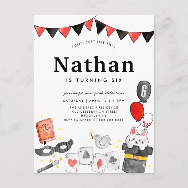 Magician Rabbit Deck Card Wand Magic Show Birthday (Front)