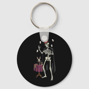 Magician Skeleton Halloween Funny for Men Boys Keychain