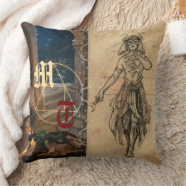 Magician tarot alchemy elegant & monogram throw pillow