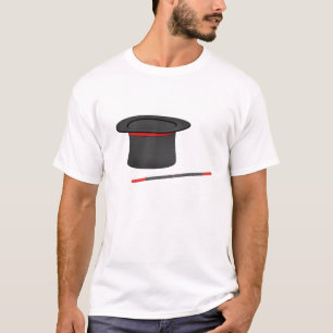 Magician top hat and magic wand