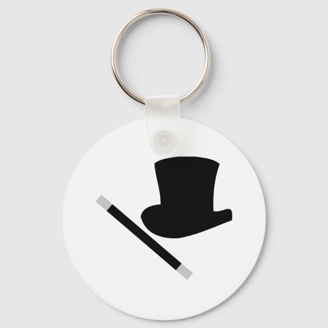 magician top hat and magic wand keychain (Front)