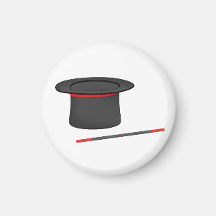 Magician top hat and magic wand magnet