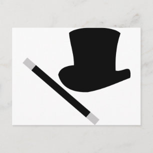 magician top hat and magic wand postcard
