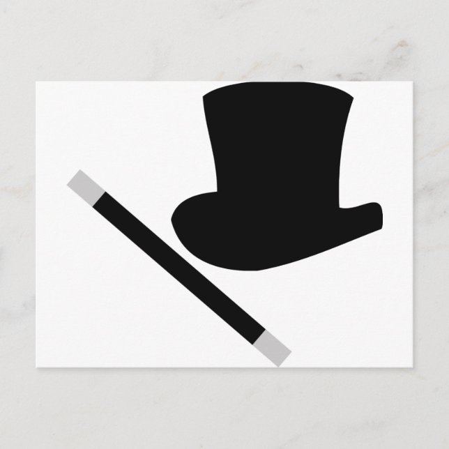 magician top hat and magic wand postcard (Front)