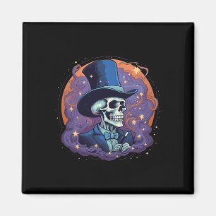 Magician Top Hat Stars Smoke Skull Halloween  Magnet
