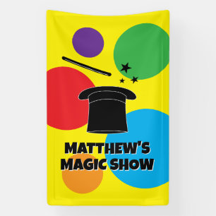 Magician wand and hat custom magic show banner