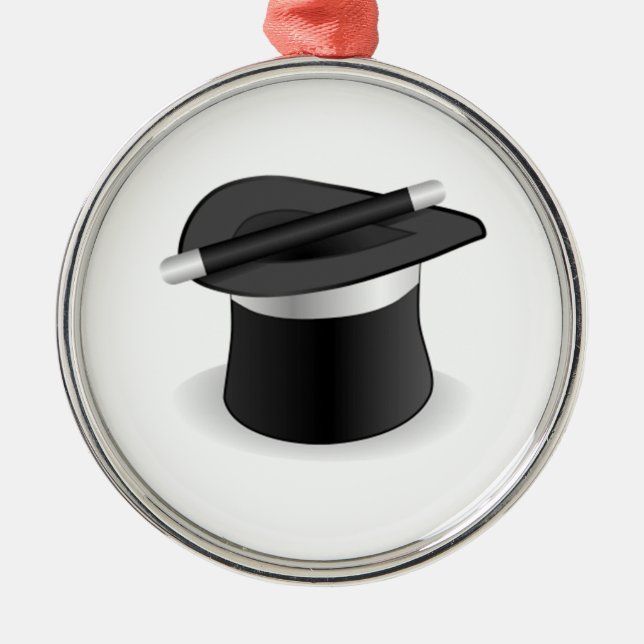 Magician Wand and Hat Metal Ornament (Front)