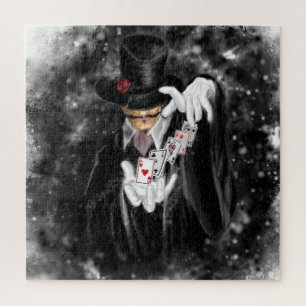 Magician with Playing Cards Abracadabra Puzzle