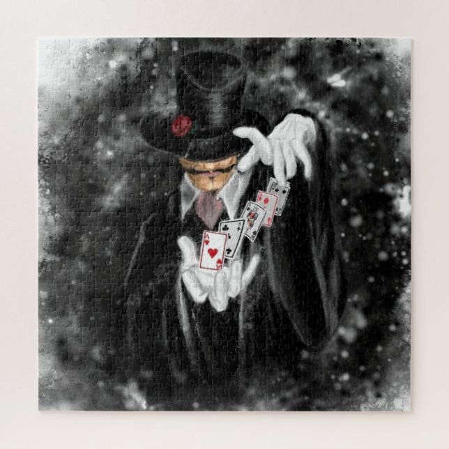 Magician with Playing Cards Abracadabra Puzzle (Vertical)