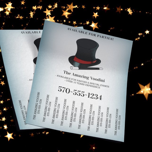 Magicians Hat and Magic Wand Flyer Tear Off Strips (Creator Uploaded)