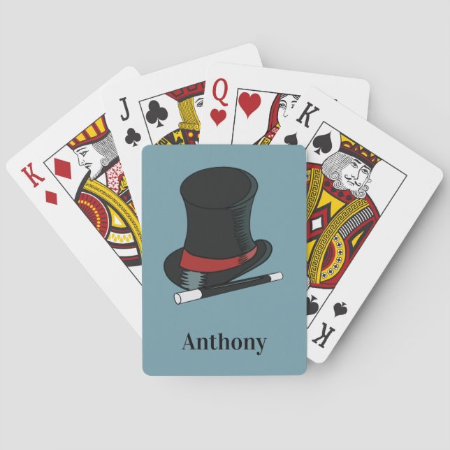 Magicians Hat and Magic Wand Personalized Playing Cards (Back)
