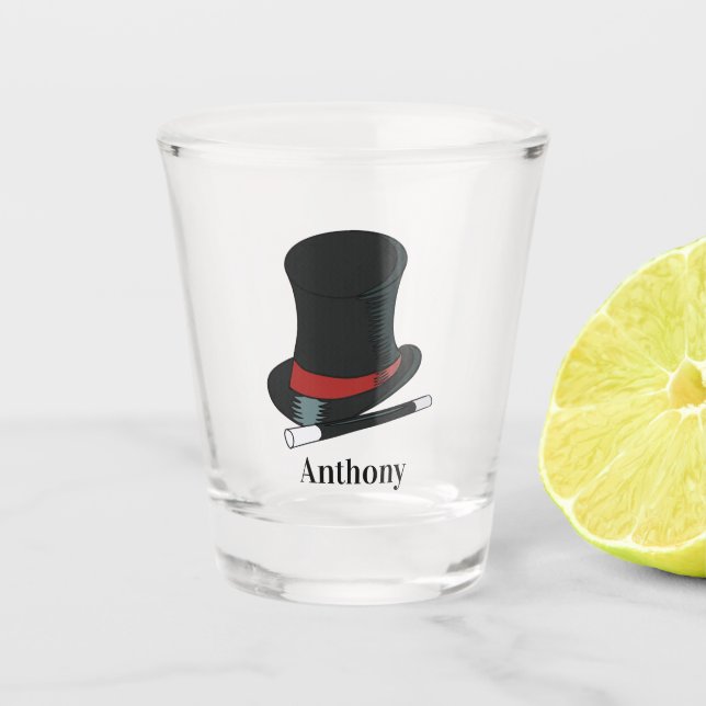 Magicians Hat and Magic Wand Personalized Shot Glass (Front)