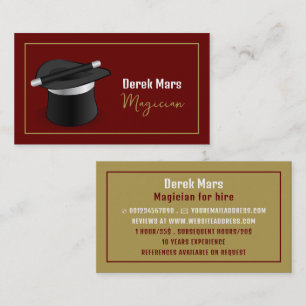 Magician's Hat & Wand, Magician Business Card