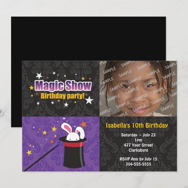 Magician's Rabbit Birthday Party Invitation (Front/Back)
