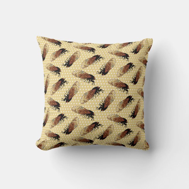 Magicicadas Emergence Funny Cicada Brood Throw Pillow (Front)