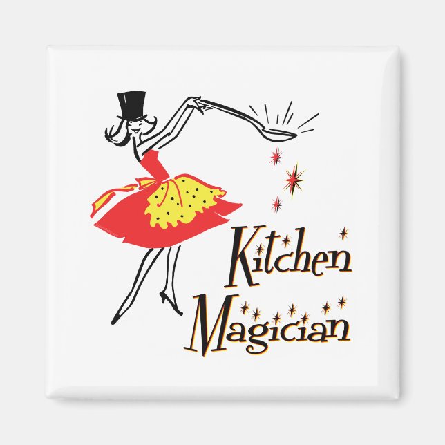 Magicien de cuisine Cuisine rétro Magnet d'art (Devant)