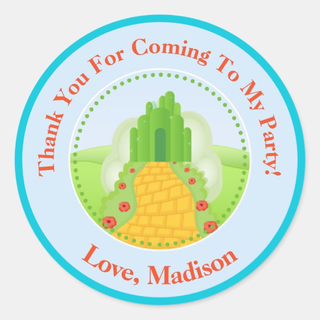 Magicien De Oz Anniversaire Fête Favoriser Sticker (Devant)