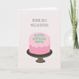 Magicien rose carte de gâteau d'anniversaire d'ann