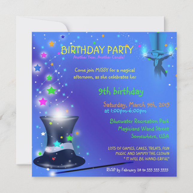 Magiciens Casquette Anniversaire Fête Invitation (Devant)