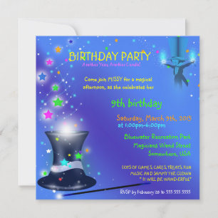Magiciens Casquette Anniversaire Fête Invitation